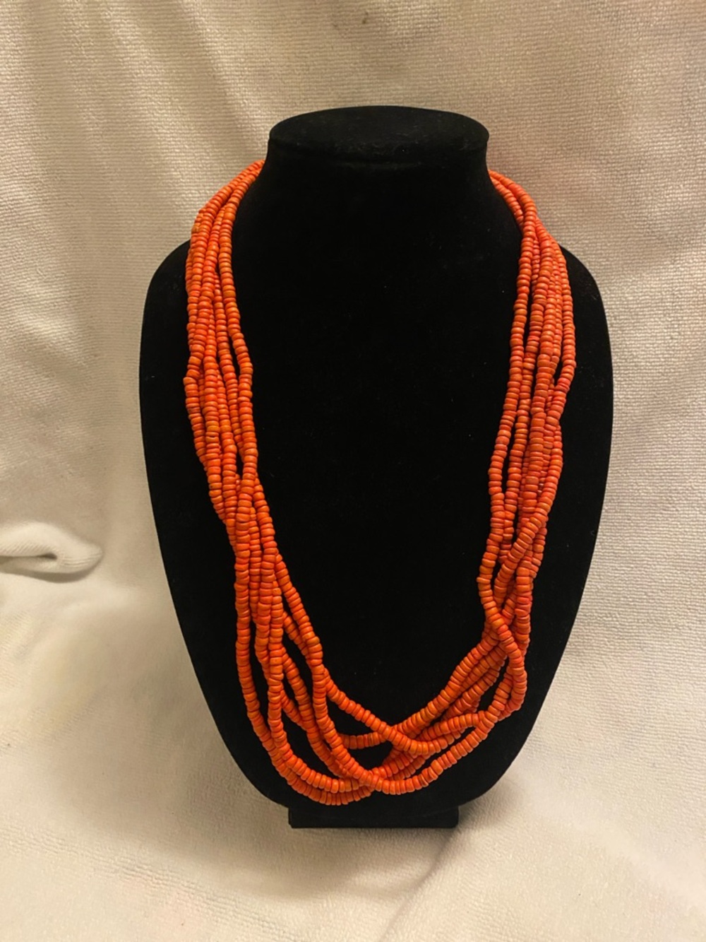 Multi-Strand Orange Beaded Necklace